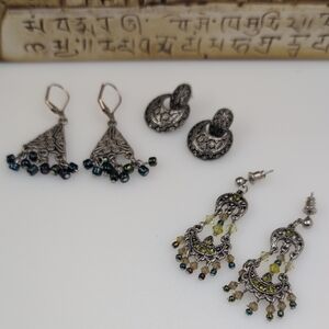 Elegant Silver-Tone Earring Bundle - 3 Pairs